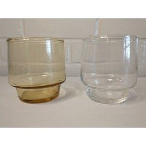 Vintage Barware Libbey Amber & Clear Juice Whiskey Scotch Rocks Glass 8 Oz